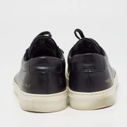 Pre Owned Common Projects Black Leather Achilles Sneakers Size 44