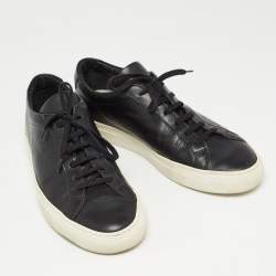Pre Owned Common Projects Black Leather Achilles Sneakers Size 44
