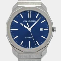 Pre Owned Concord Blue Stainless Steel Mariner SL 05.1.14.1176 Men's Wristwatch 40 mm