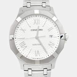 Pre Owned Concord Silver Stainless Steel Saratoga 02.1.14.1058 Men's Wristwatch 40 mm