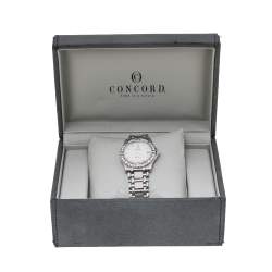Pre Owned Concord Silver Diamonds Stainless Steel Saratoga SL 13.C2.230 Men's Wristwatch 34mm