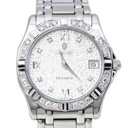 Concord Silver Mosaic Diamonds Stainless Steel Saratoga SL 13.C2.230 Men's Wristwatch 34mm