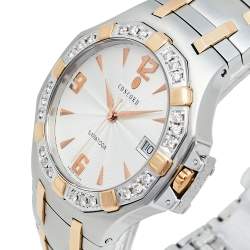 Pre Owned Concord Silver 18K Yellow Gold & Stainless Steel Diamonds Saratoga 24.C2.1894 Men's Wristwatch 38 mm