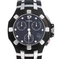 Concord Black Stainless Steel & Rubber Saratoga 14.H1.1881.1 Chrono Men's Wristwatch 33 mm