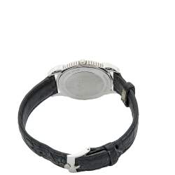 Pre Owned Concord White Stainless Steel Leather Impresario 14.C2.212 Men's Wristwatch 34 mm