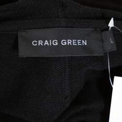 Craig Green Black Cotton Patched String Hoodie L