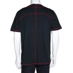 Craig Green Black Acid Wash Cotton Contrast Stitch Detail T-Shirt L