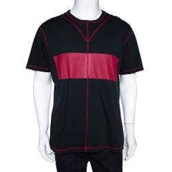 Craig Green Black Acid Wash Cotton Contrast Stitch Detail T-Shirt L