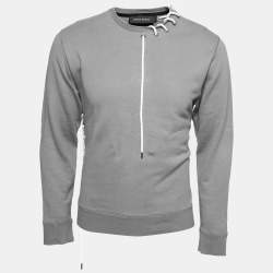 Craig Green Grey Cotton Lace-up Long Sleeve Crewneck Sweatshirt S