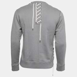 Craig Green Grey Cotton Lace-up Long Sleeve Crewneck Sweatshirt S