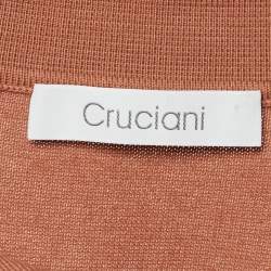 مملوكة مسبقًا Cruciani Brown Basketweave Knit Polo T-Shirt L