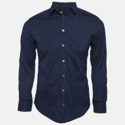 Pre Owned D&G Navy Blue Cotton Brad Slim Fit Shirt S