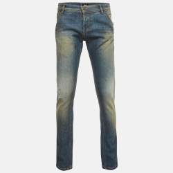 Pre Owned D&G Vintage Blue Distressed Denim Straight Leg Jeans M/Waist 32"