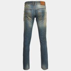 Pre Owned D&G Vintage Blue Distressed Denim Straight Leg Jeans M/Waist 32"