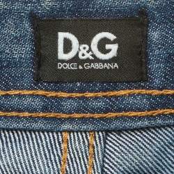Pre Owned D&G Vintage Blue Distressed Denim Straight Leg Jeans M/Waist 32"