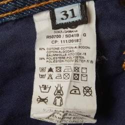Pre Owned D&G Vintage Blue Distressed Denim Straight Leg Jeans M/Waist 32"