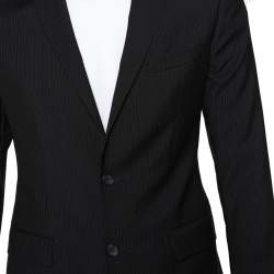 Pre Owned Dolce & Gabbana Midnight Blue Striped Wool Single Breasted Blazer S