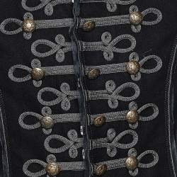 Pre Owned D&G Navy Blue & Grey Wool Napoleon Military Jacket S