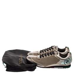 Dolce & Gabbana Metallic Bronze Leather And Fabric Low Top Sneakers Size 44