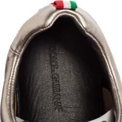 Dolce & Gabbana Metallic Bronze Leather And Fabric Low Top Sneakers Size 44