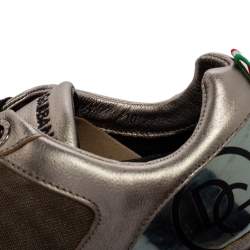 Dolce & Gabbana Metallic Bronze Leather And Fabric Low Top Sneakers Size 44