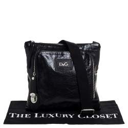 D & G Black Leather Alan Messenger Bag