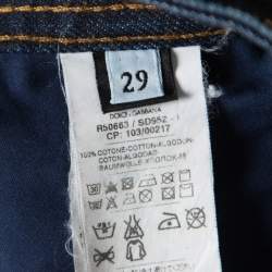 D&G Indigo Dark Wash Faded Effect Fitted Jeans S