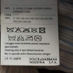 Pre Owned D & G Brown Leather Rib Knit Trim Bomber Jacket XL