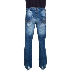 D & G Indigo Medium Washed Denim Distressed Straight Fit Jeans XL