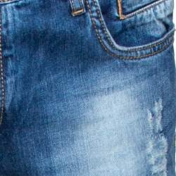D & G Indigo Medium Washed Denim Distressed Straight Fit Jeans XL