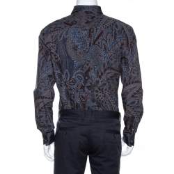 Pre Owned D & G Multicolor Printed Cotton Pleated Placket Slim Fit Shirt XXL