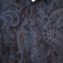 Pre Owned D & G Multicolor Printed Cotton Pleated Placket Slim Fit Shirt XXL