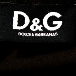 Pre Owned D & G Olive Green Logo Embroidered Knit V Neck T-Shirt S