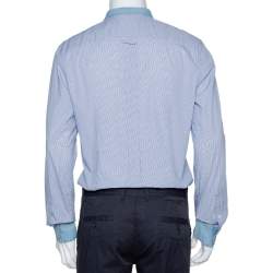Pre Owned D&G Blue Checked Cotton Denim Trim Long Sleeve Brad Shirt XL