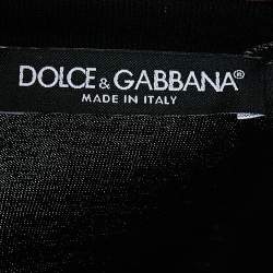 Pre Owned Dolce & Gabbana Black Logo King I Was There Printed Cotton Crewneck T-Shirt M