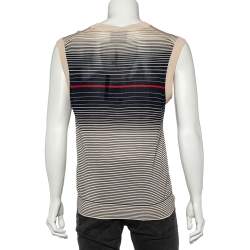 Pre Owned D&G Cream Striped Silk Knit V-Neck Vest XL