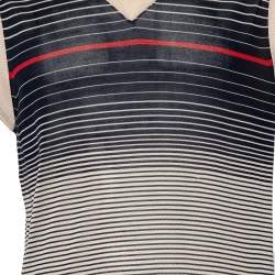 Pre Owned D&G Cream Striped Silk Knit V-Neck Vest XL