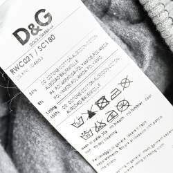 Pre Owned D&G Dark Blue Cotton Knit Contrast Quilted Detail Zip Front Hooded Jacket L