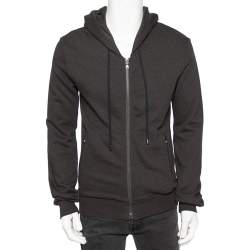 D&G Grey Cotton Zip Front Hooded Jacket M