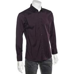 D&G Dark Burgundy Cotton Button Front Brad Shirt M