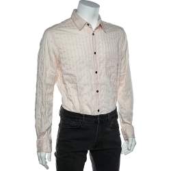 D&G Pink Textured Striped Cotton Button Front Shirt XL