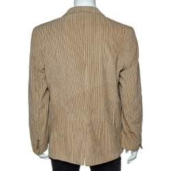 D&G Cream Striped Corduroy Button Front Blazer XXL