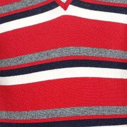 D&G Red Striped Wool Blend V Neck Pullover S