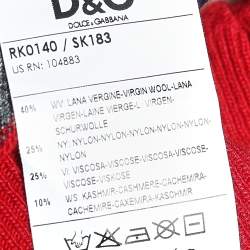 D&G Red Striped Wool Blend V Neck Pullover S