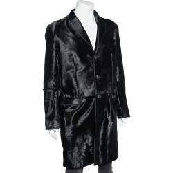 Pre Owned D&G Vintage Black Calf Fur Long Coat XXL