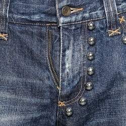Pre Owned D&G Navy Blue Distressed Denim Studded Detail Jeans 3XL