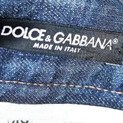 Pre Owned D&G Navy Blue Distressed Denim Studded Detail Jeans 3XL