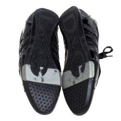D&G Black Snakeskin Effect and Patent Leather Lace  Low Top Sneakers Size 42