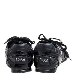 D&G Black Snakeskin Effect and Patent Leather Lace  Low Top Sneakers Size 42