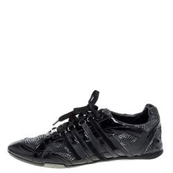 D&G Black Snakeskin Effect and Patent Leather Lace  Low Top Sneakers Size 42
